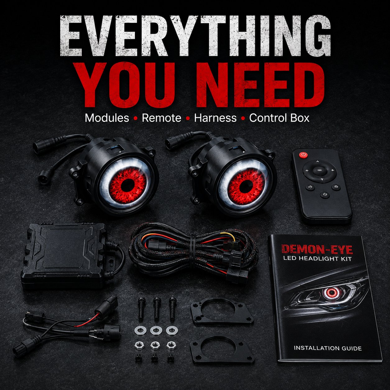 👁️ Demon Eye RGB Headlight Kit – Animated Iris Car Lighting Upgrade