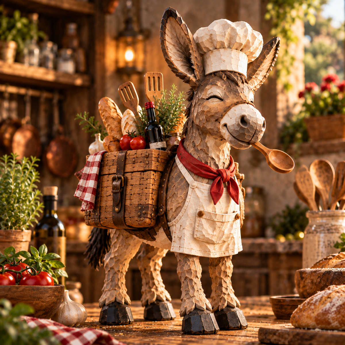 Stubborn Little Chef donkey kitchen figurine