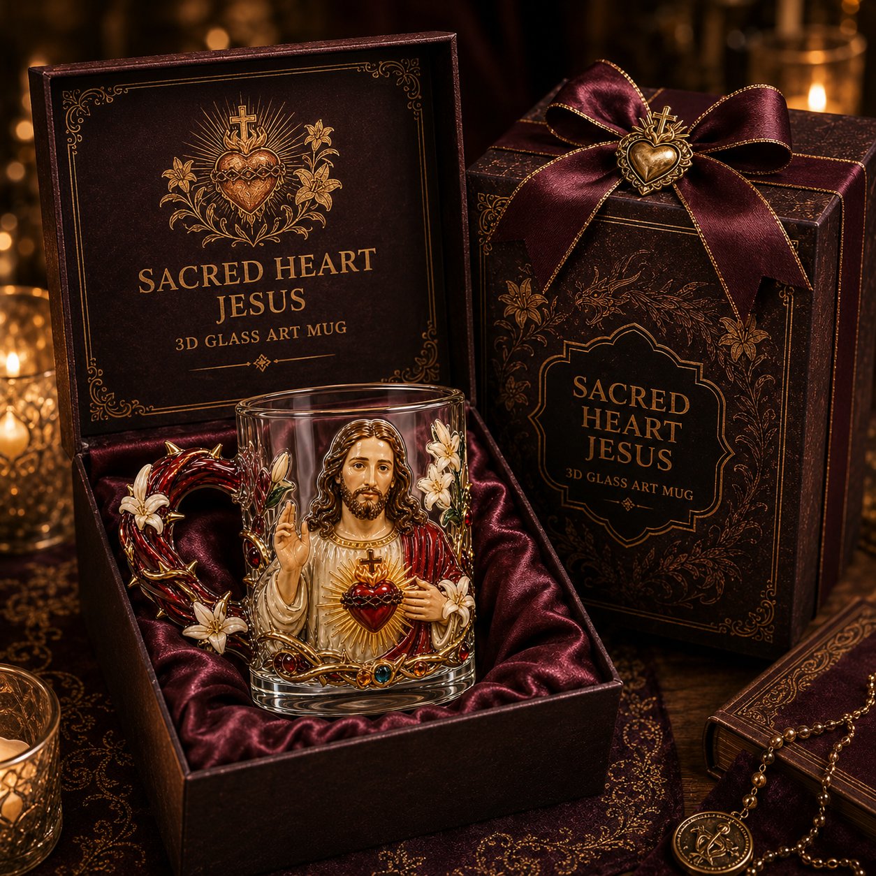 ⏳ Last Day 49% OFF – ✝️ 3D Christian Devotional Glass Mug Collection | 12oz Premium Clear Glass with Raised Jesus & Virgin Mary Figures, Sculptural Details & Jewel-Inspired Accents ✨