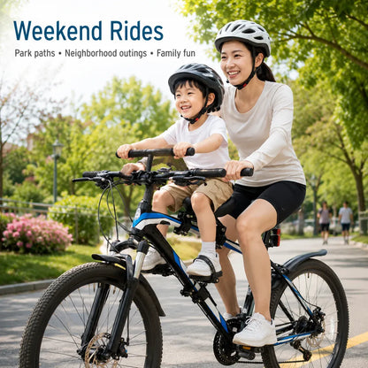 Front-Mounted Kids Bike Seat Set with Handlebar & Folding Foot Pedals