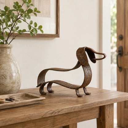Rustic Charm, Dachshund Style — Metal Sculpture for Home & Garden