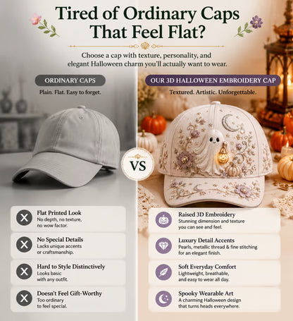 🔥LAST DAY 50% OFF - 🧙‍♀️✨3D Halloween Embroidery Cap🧢(Breathable & Lightweight Comfort & Unisex Fit)