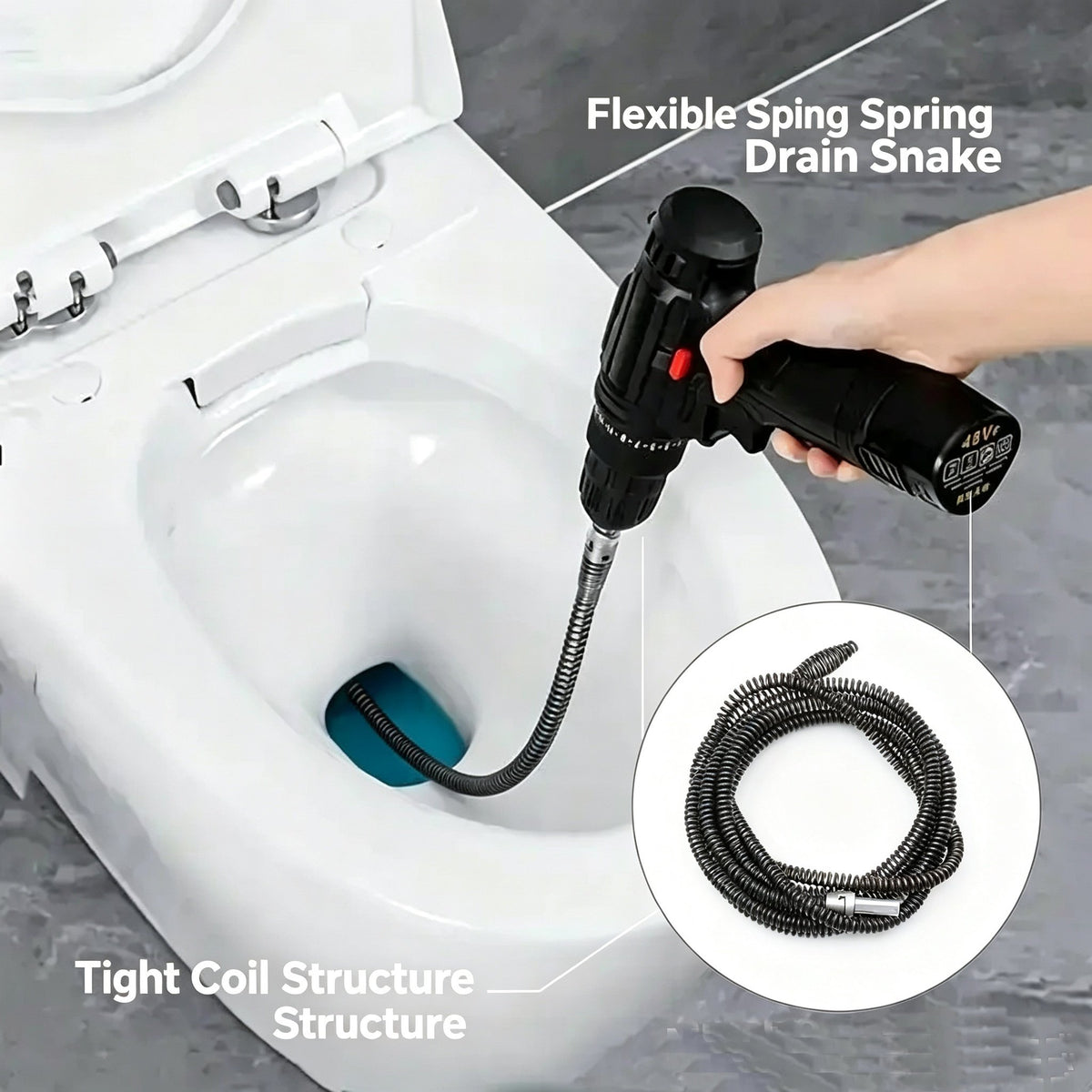 🔧 Flexible Drill-Powered Drain Cleaning Snake – Deep Pipe Clog Remover for Sinks, Showers & Toilets