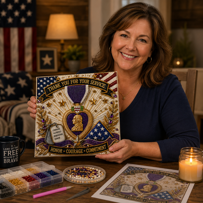 🇺🇸 Last Day Promo: 49% OFF - 💜💎Purple Heart Day Commemorative Pearl Art Kit - Create a Meaningful Tribute to Courage and Service