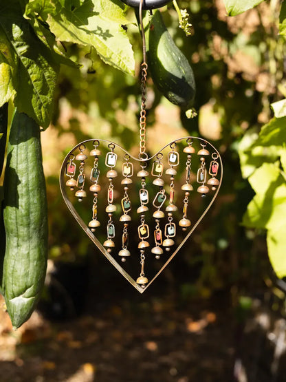 💖 Heart Wind Chime – Handcrafted Metal Garden Ornament