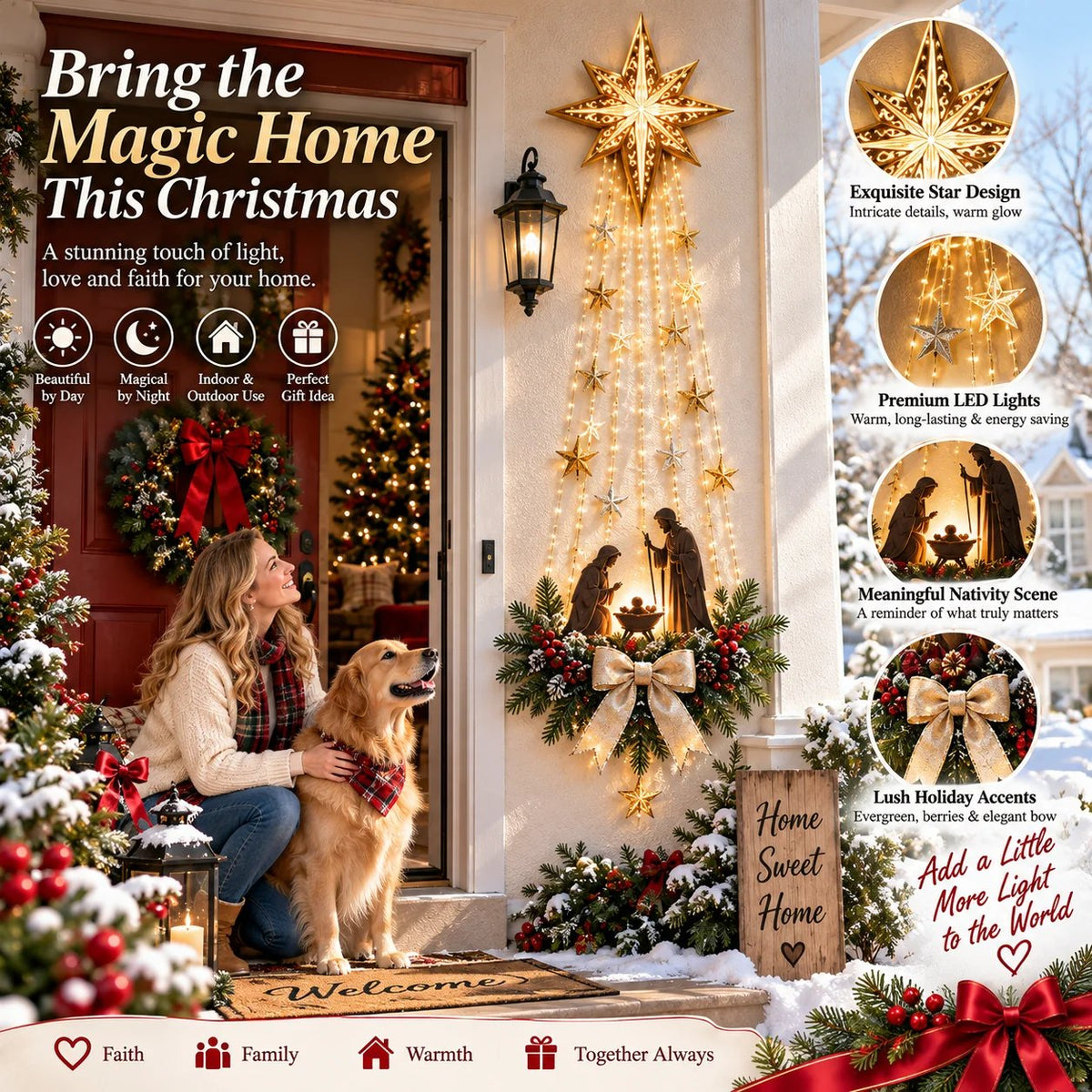 ✨✝️ Bethlehem Star of Faith™ – Lighted Nativity Wall Decor✝️