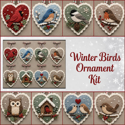 ⏳ Last Day 49% OFF – 🐦 Beginner-Friendly Winter Bird Felt Heart Ornament Sewing Kit Collection | Complete Kit with Pre-Cut Felt, Sewing Materials & Step-by-Step Guide Included 💕