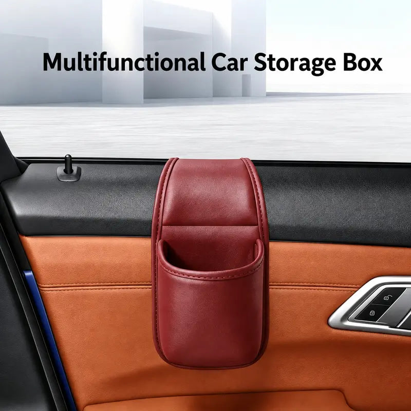💥Huge Savings 49% OFF｜Leather Car Door Side Storage Pocket, Double‑Layer Organizer with Flannel Lining
