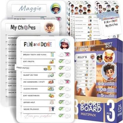 Magnetic Kids Daily Routine & Chore Chart – Visual Task Board with 120 Activity Cards, Stickers & Icons