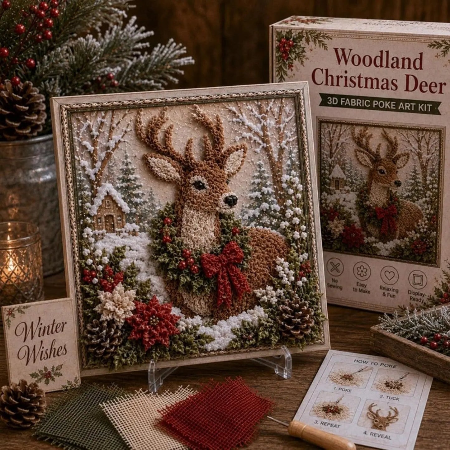 🔥2026 HOT SALE 49% OFF 💥🎄 3D Christmas Fabric Poke Art DIY Craft Kit