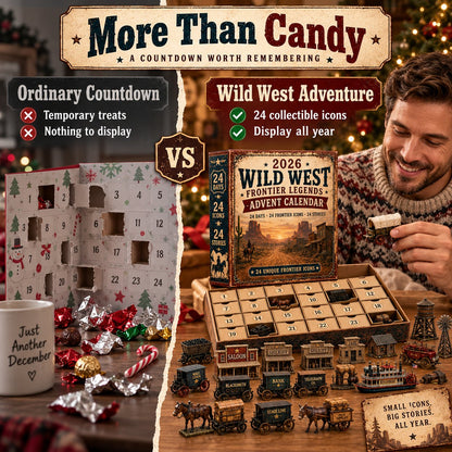 2026 Wild West Frontier Legends Advent Calendar – 24 Days of Old West Miniature Collectibles, Western Christmas Countdown Gift for History & Cowboy Fans