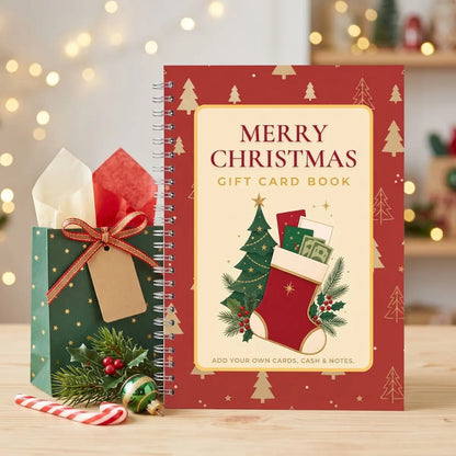 🎁🎅🏼MERRY CHRISTMAS! GIFT CARD BOOK📚 14 Themed Pages, Hardcover & Durability Line