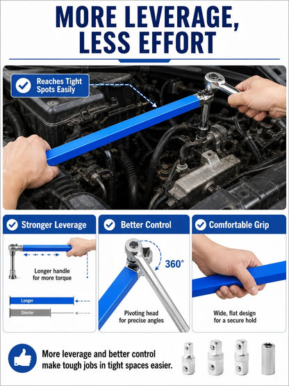 🎉🔧 Tool Deal ⚡ Impact-Ready Offset Wrench Extender with Universal Drive Adapters for Tight Spaces 🛠️