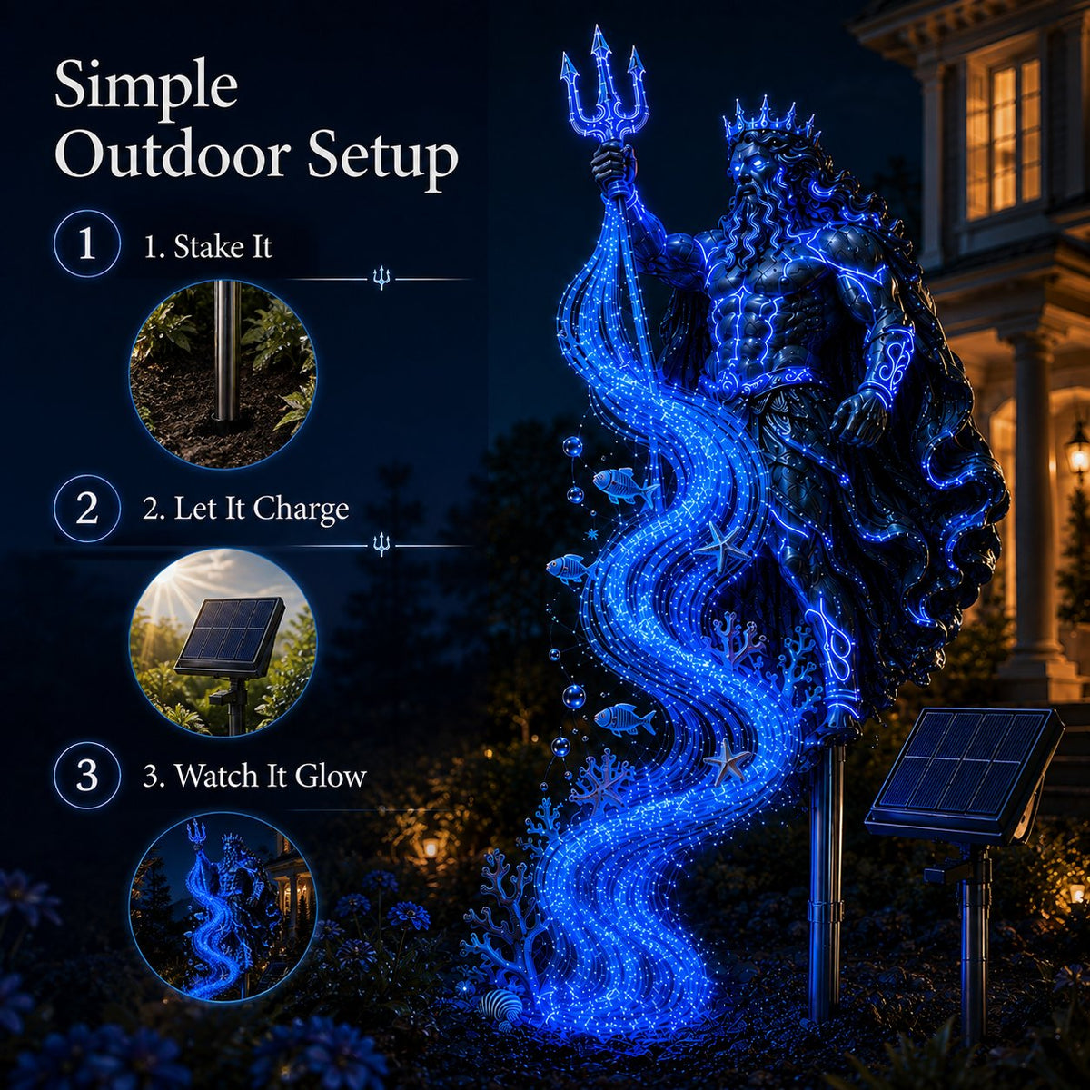 🔥Last Day 49% OFF🔥🌊 Poseidon Tidal Spiral Solar Garden Light
