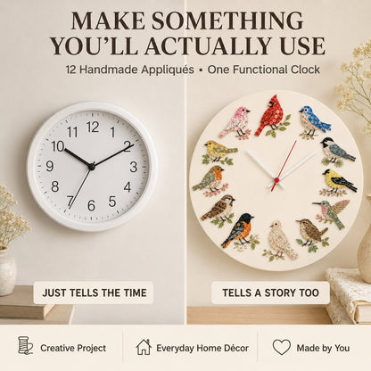 ⏳ Last Day 49% OFF – 🕒 Beginner-Friendly DIY Patchwork Fabric Clock Kit – 12-Themed Appliqué Wall Clock | Complete Kit with Coordinated Fabrics, Clock Mechanism & Step-by-Step Guide Included 💕