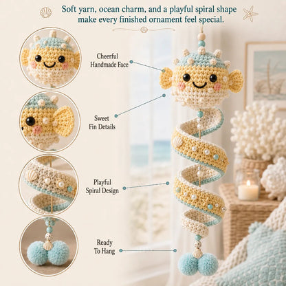⏳ Last Day 49% OFF – 🌊 Beginner-Friendly Ocean Animal Spiral Crochet Hanging Ornament Kit | Complete Kit with All Tools & Step-by-Step Guide Included 💕