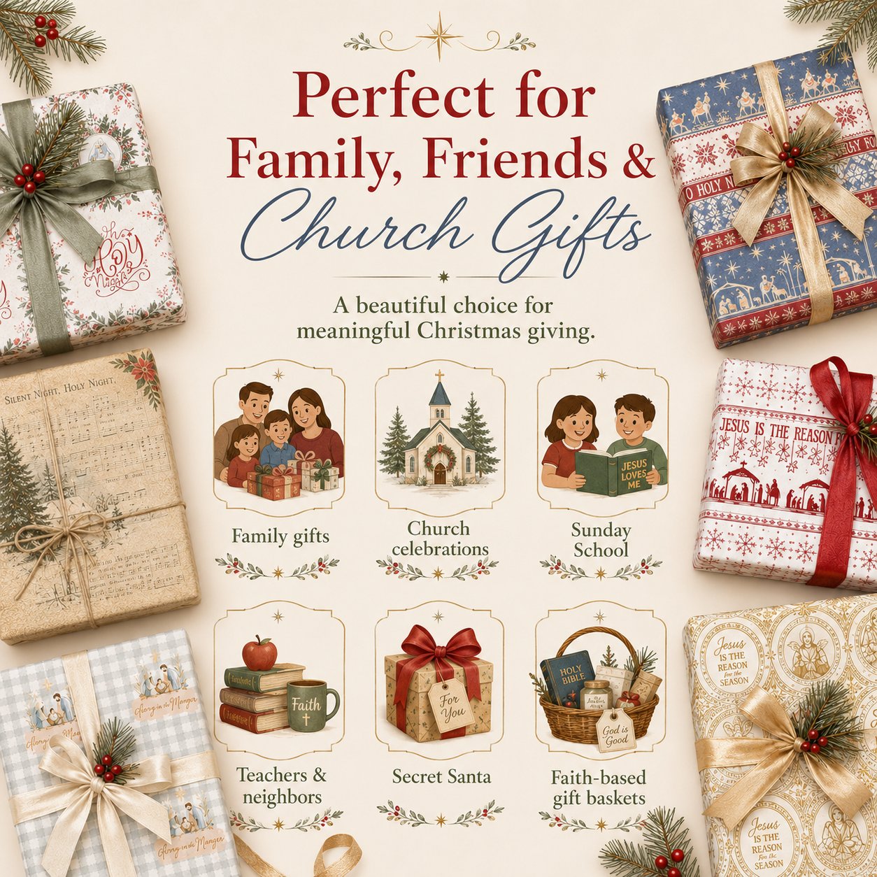 ✝️ Jesus Is The Reason For The Season – Christian Christmas Wrapping Paper 🎄🎁