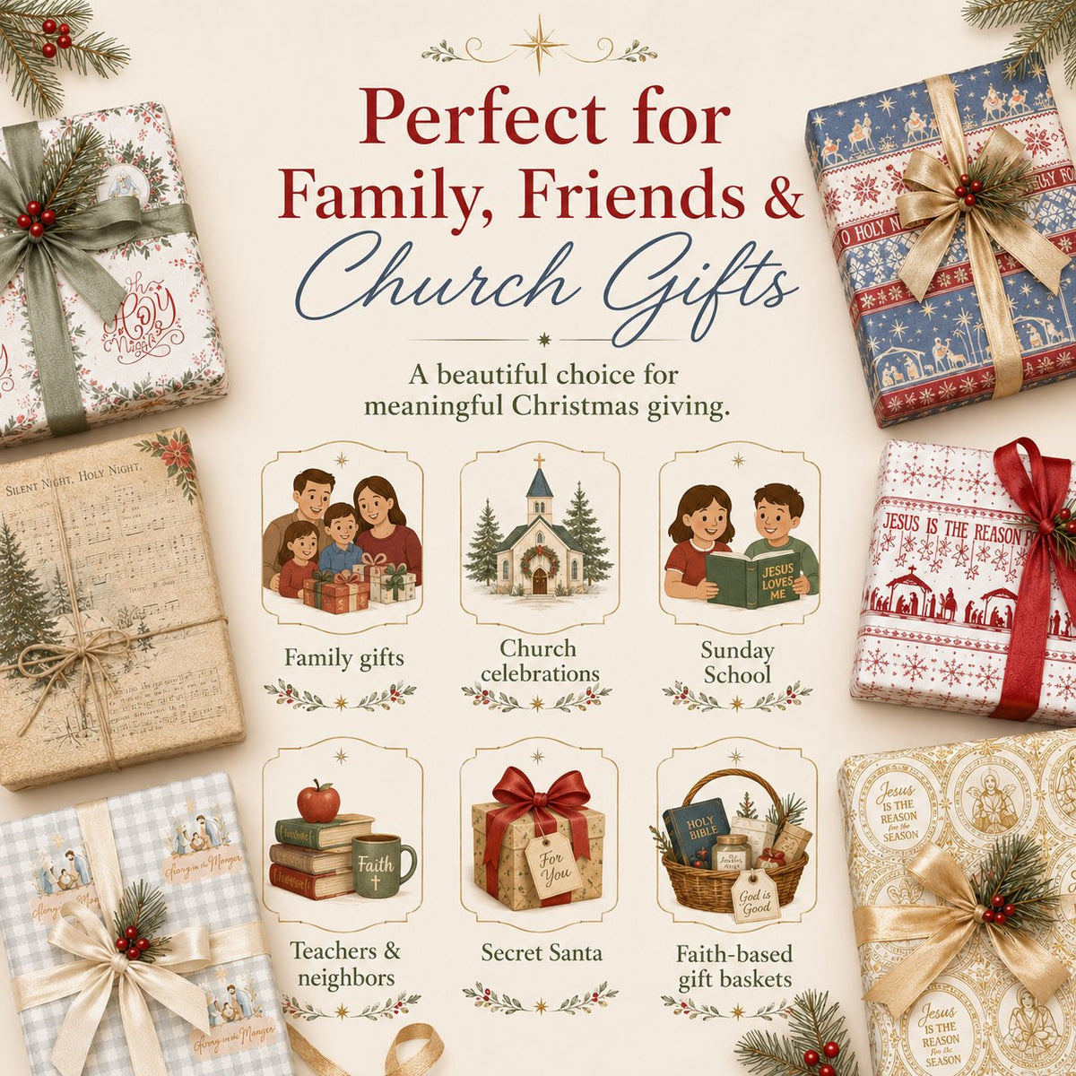 ?? Jesus Is The Reason For The Season ¨C Christian Christmas Wrapping Paper ????