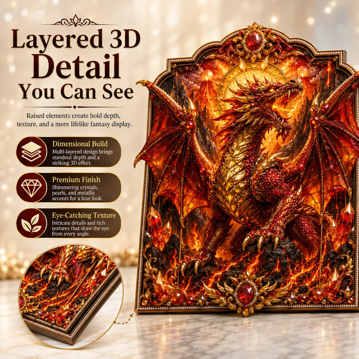 🐉Dragon Magic 3D Layered Diamond & Pearl Art Kit✨