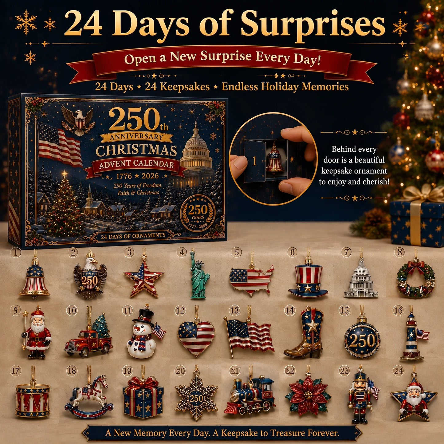 🎄🇺🇸 250th Anniversary Christmas Advent Calendar - ✈Buy 2 Free Shipping