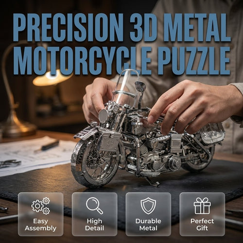 💥🏆Silver Motorcycle 3D Metal Assembly Puzzle