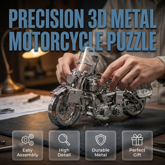 💥🏆Silver Motorcycle 3D Metal Assembly Puzzle