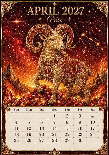 ⏳ Last Day 49% OFF – 🌙 Beginner-Friendly 2027 Twelve Zodiac Bead Art Calendar Kit | Complete Kit with Zodiac Design Base, Decorative Beads & Step-by-Step Guide Included 💕