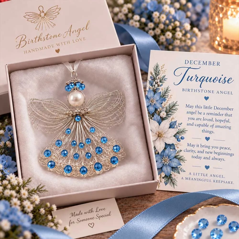 👼 Birthstone Angel Wire Ornament | 12 Month Keepsake Colors