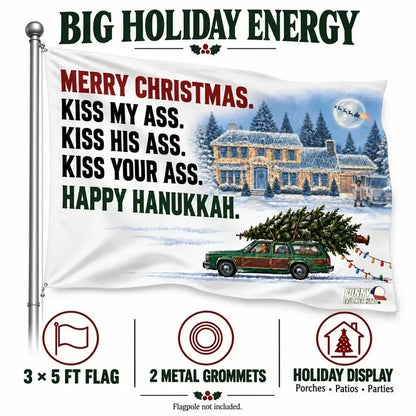 🎅 3x5FT Single Sided Christmas Funny Quote Flag with Metal Grommets | Adult Humor Holiday Yard Decoration