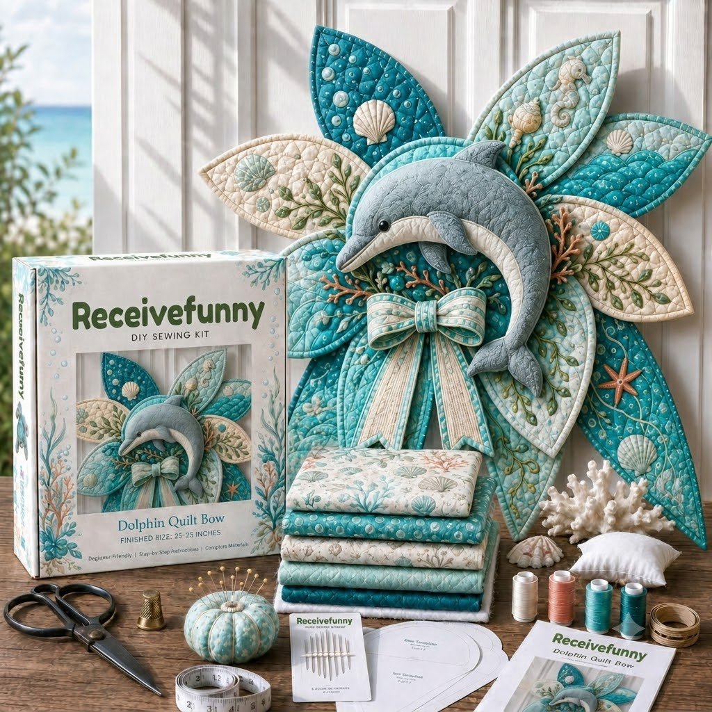 ⏳ Last Day 49% OFF – 🌊 Beginner-Friendly Oversized Ocean Animal Quilted Bow Sewing Kit | Complete Kit with All Tools & Step-by-Step Guide Included 💕