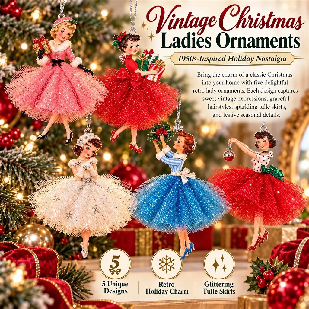 Retro Christmas lady ornament gift