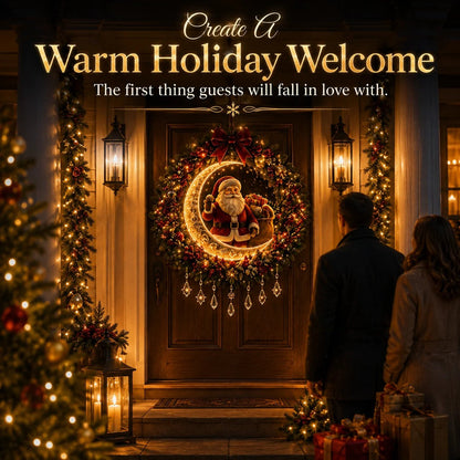 🎄✨ Christmas Moonlight Wreath Collection – Lighted Holiday Door Decor