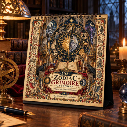 ⏳ Last Day 49% OFF – 🔮 2027 Zodiac Grimoire Desk Calendar | 12 Medieval-Inspired Zodiac Artworks for Astrology & Gothic Art Lovers ✨