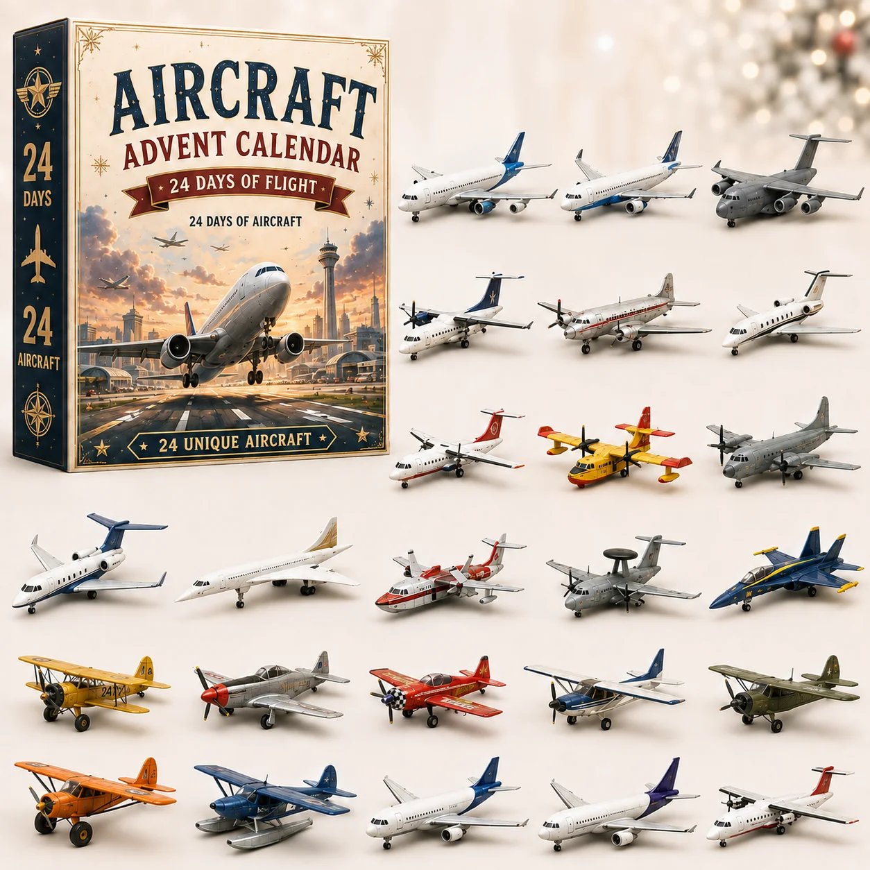 🔥Limited Edition, Only 100 Sets Left! -✈️ Aircraft Advent Calendar 2026 | 24 Days of Flight with 24 Unique Miniature Airplanes, Jets & Aviation Collectibles 🎄🎁