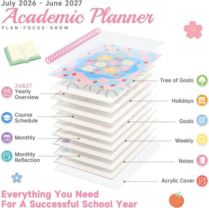 🧑‍🏫📔Shuttle Art Academic Year Planner | July 2026- June 2027, Growth Tree Design For School year(📦Buy 2 Free Shipping)
