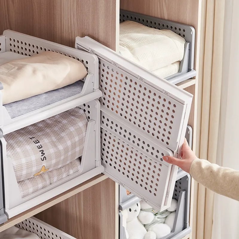 Foldable Drawer-Style Wardrobe Storage Box – Stackable Clothing & Closet Organizer