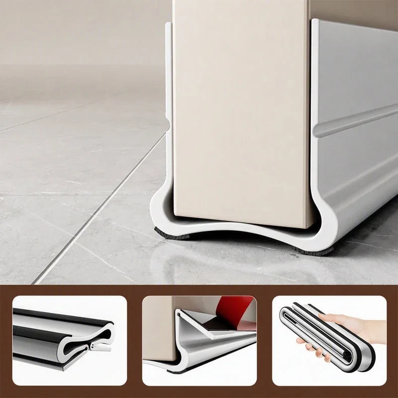 Triple Seal Under Door Draft Stopper – Self-Adhesive Door Bottom Seal for Noise Reduction, Energy Saving & Bug Blocking