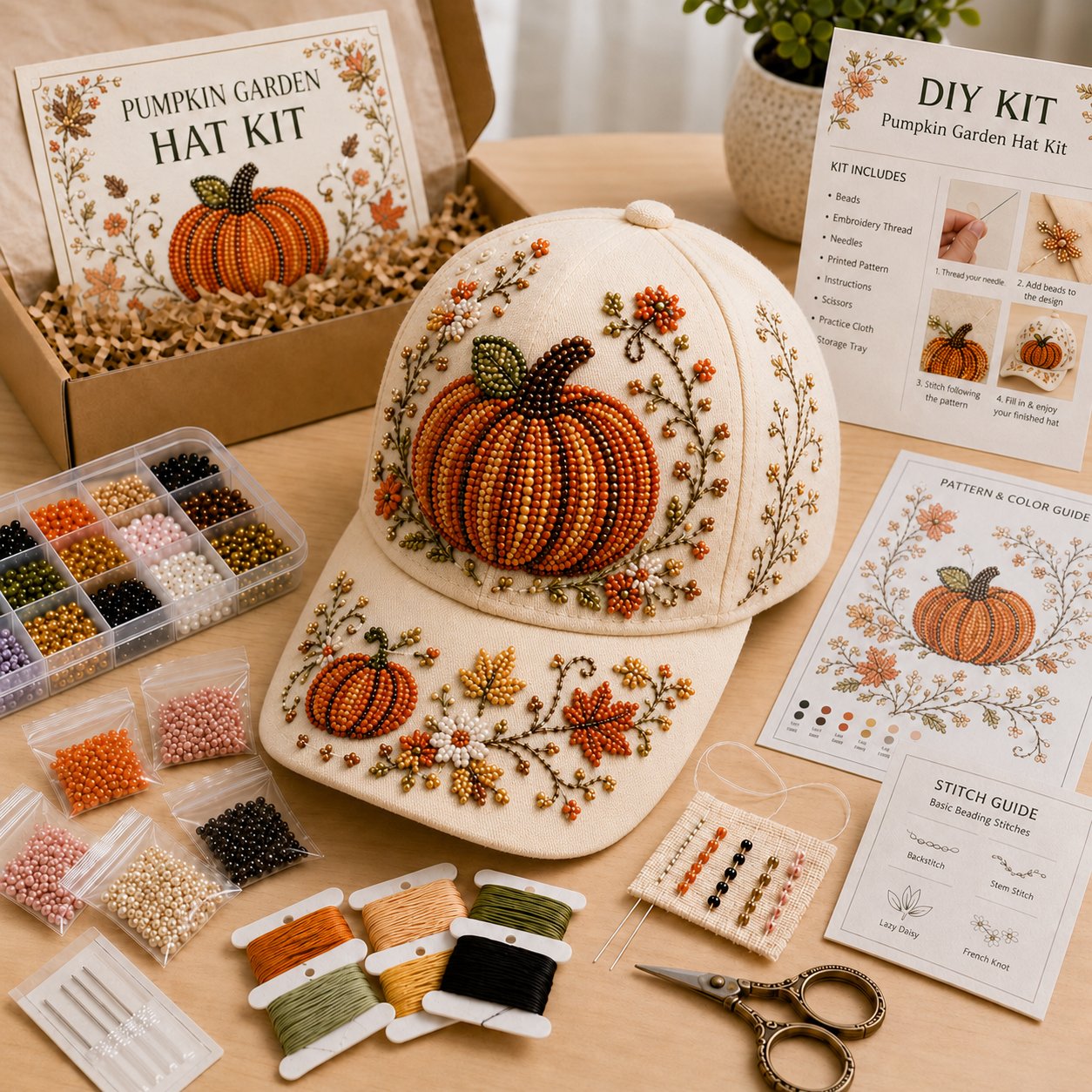 Halloween Beaded Embroidery Hat DIY Kit