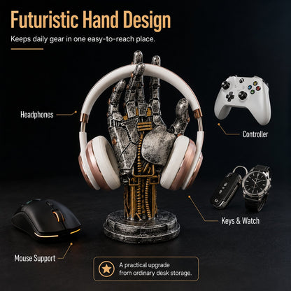 Cyberpunk Mechanical Hand Controller And Headphone Desk Stand