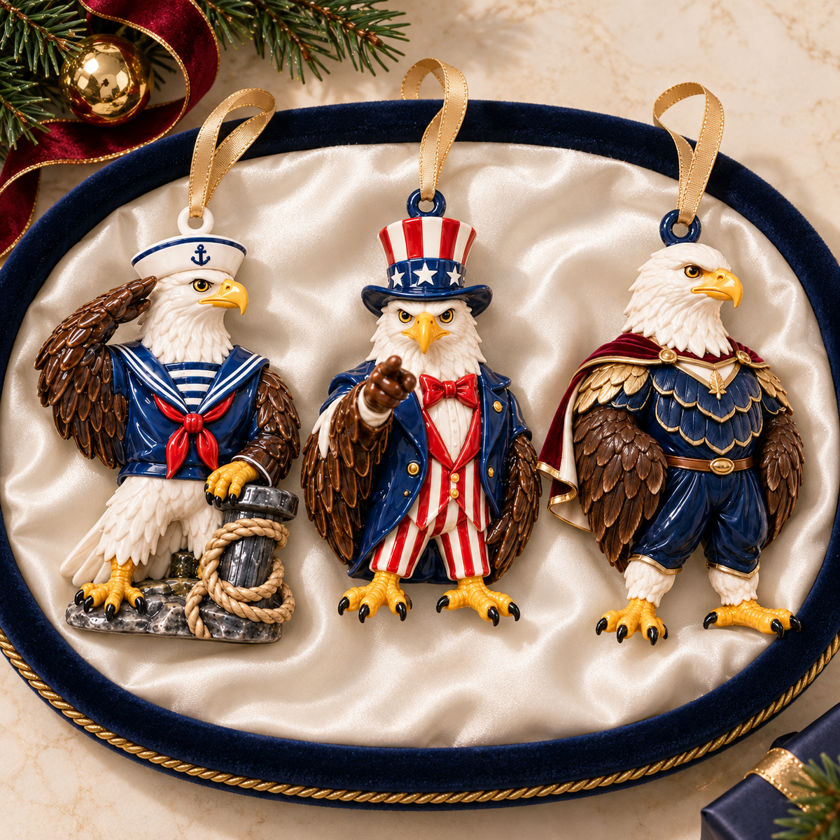 2026 Patriotic Bald Eagle Christmas Ornaments
