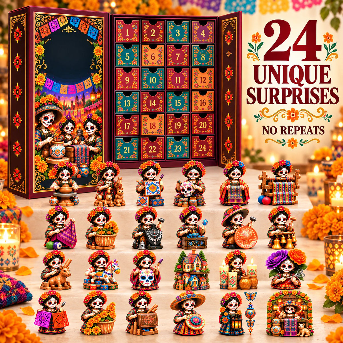 Día de Muertos Collector Advent Calendar – 24 Miniature Figurines