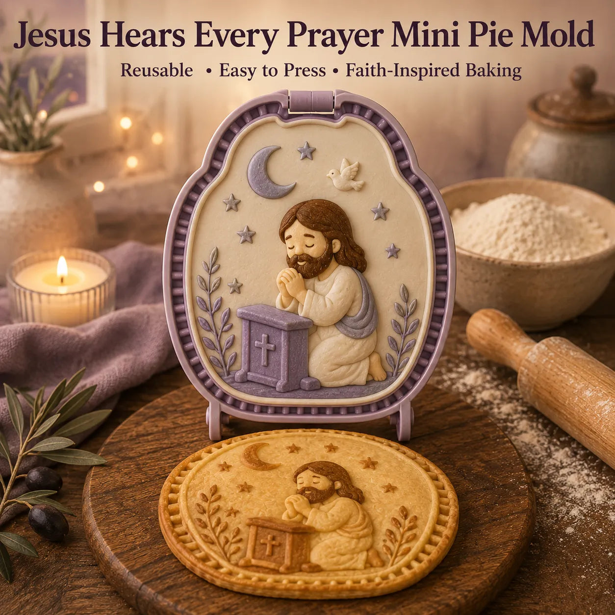 ⏳ Last Day 49% OFF – ✝️ 16-Design Christian Mini Pie Mold Collection | Reusable Embossed Molds for Shaping Detailed Jesus, Mary, Angels, Crosses, Dove & Faith-Inspired Pies 🥧✨