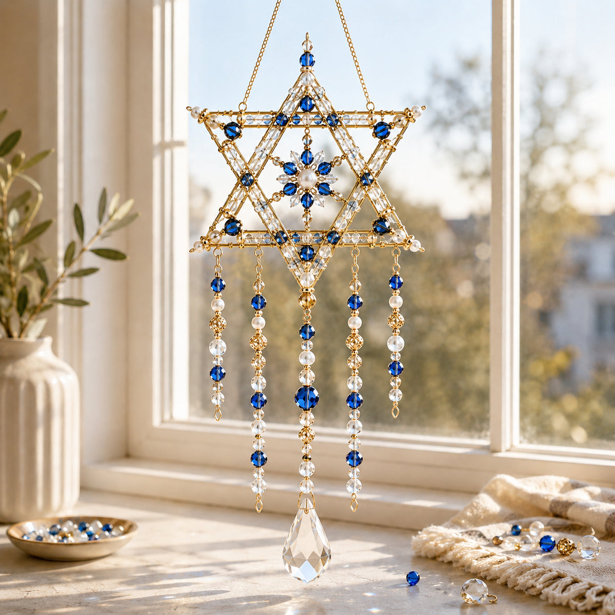 🕎 DIY Hanukkah Beaded Suncatcher Kit Create Your Own Festival of Lights Window Décor