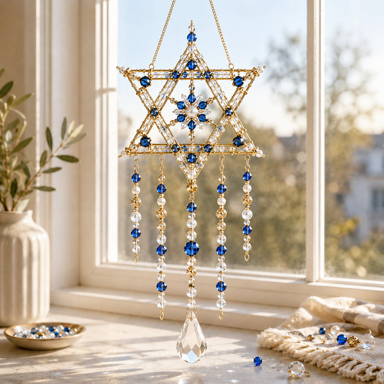 🕎 DIY Hanukkah Beaded Suncatcher Kit Create Your Own Festival of Lights Window Décor