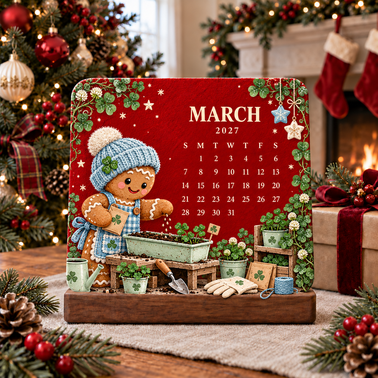 March 2027 gingerbread gardening and clover