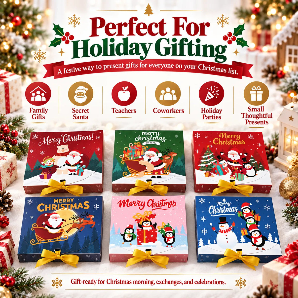 🎄 Christmas Gift Boxes With Ribbon 🎁