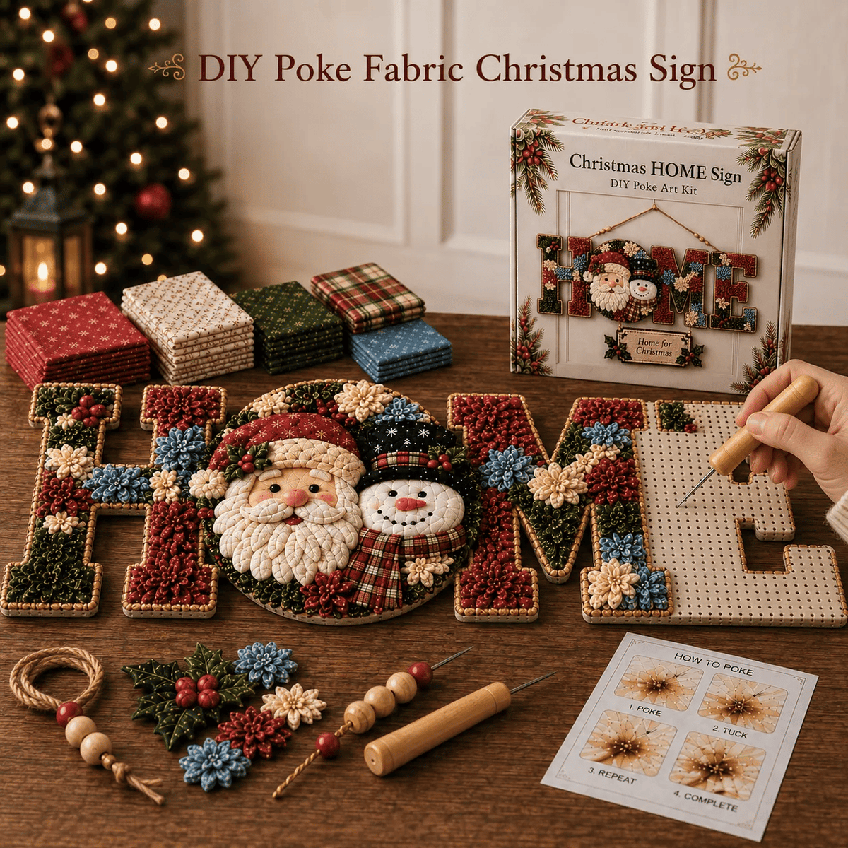 🔥49% Off Last Day - 🎄 ✨ DIY Fabric Poke Art HOME Sign Kit – No-Sew Seasonal Door & Wall Hanging Craft 🏡(📦Buy 2 Free Shipping)