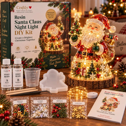 ⏳ Last Day 49% OFF – 🎄Beginner-Friendly Resin Christmas Tree Night Light DIY Kit | Mold, Resin, Fairy Lights & Festive Decorations Included ✨