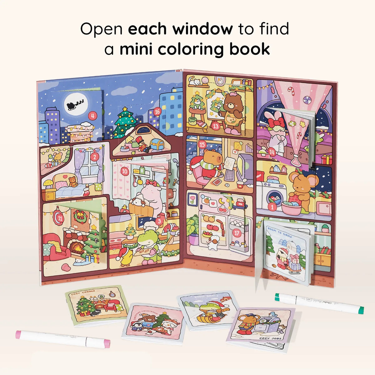 🎄LAST DAY 50% OFF - 🎁🎨 24-Day Christmas Countdown Mystery Box mini Coloring Book Set(📦Buy 2 Free Shipping)