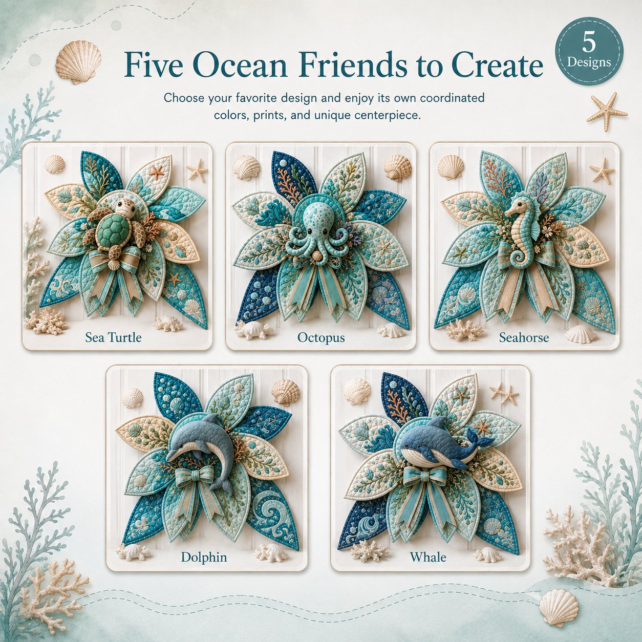 ⏳ Last Day 49% OFF – 🌊 Beginner-Friendly Oversized Ocean Animal Quilted Bow Sewing Kit | Complete Kit with All Tools & Step-by-Step Guide Included 💕